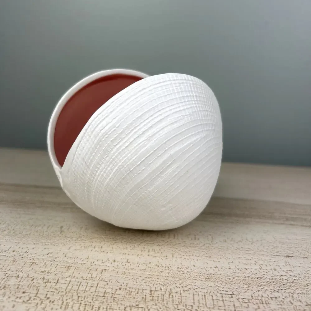 Ceramic Seashell Clam Shell Home Decor Vase Tray Beach Shore Vacation House Sea - Picture 3 of 9